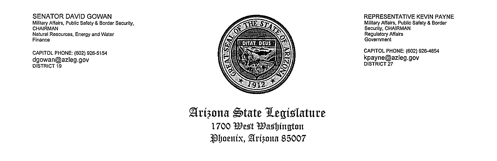 Arizona State legislator letter to ACC